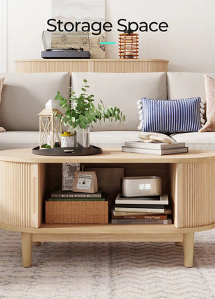 Leathia Fluted Coffee Table with Storage