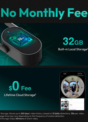 Doorbell Camera Wireless Outdoor,  5MP 1:1 Head-To-Toe with 180° View, No Monthly Fee, 2-Way Audio, Ai/Rader/Pir Detection, 2.4&5Ghz Wifi, Battery/Wired, Night Vision, Alexa & Google Assistant