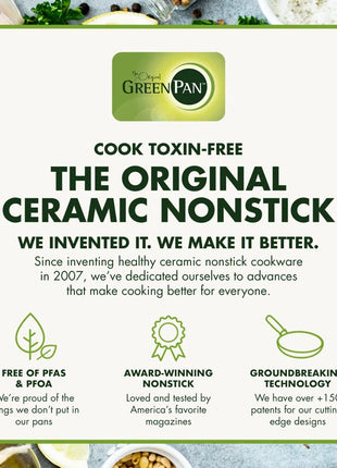 Paris Pro Hard Anodized Healthy Ceramic Nonstick, 11" Everyday Frying Pan Skillet with 2 Handles and Stainless Steel Lid, Pfas-Free, Dishwasher Safe, Grey