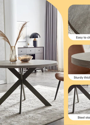 Garrell 46‘’ round Dining Table, Mid-Century round Kitchen Table for 4 Person, Modern Leisure Coffee Table