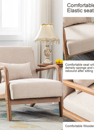 Hertford 26" Wide Mid Century Upholstered Solid Wood Accent Chair with an Extra Pillow