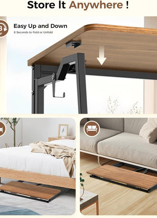 Folding Desk Small Foldable Desk for Small Space, 31.5 Inches Writing Computer Desks in Study, Home Office Foldable Office Desks for Bedroom, Rustic