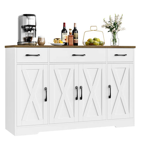 Adra 55.1'' Sideboard with 3 Drawers, Adjustable Shelves