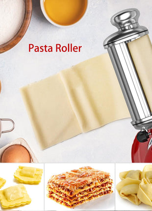 Pasta Maker Attachments for Kitchenaid Mixers, 3-Pieces Pasta Accessories Included Stainless Steel Dough Sheet Roller, Fettuccine Cutter, Spaghetti Cutter and Cleaning Brush