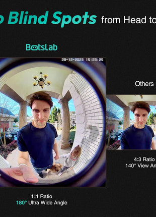 Doorbell Camera Wireless Outdoor,  5MP 1:1 Head-To-Toe with 180° View, No Monthly Fee, 2-Way Audio, Ai/Rader/Pir Detection, 2.4&5Ghz Wifi, Battery/Wired, Night Vision, Alexa & Google Assistant