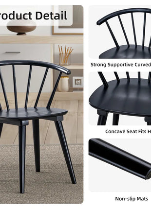 Majidah Solid Wood Arm Chair in Black