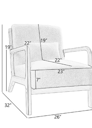 Bonnita 26" Wide Mid Century Upholstered Accent Chair with an Extra Pillow
