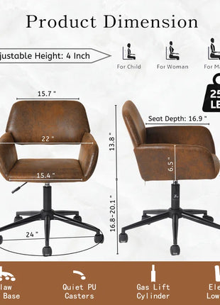 Hurrem 360 Degree Swivel Task Chair with Ergonomic Design, Height Adjustable for Bedroom, Office