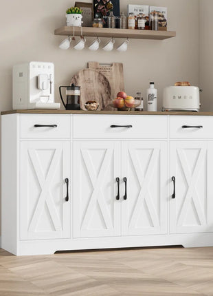 Adra 55.1'' Sideboard with 3 Drawers, Adjustable Shelves