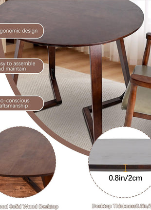 Solid Wood round Dining Table 90Cm - Mid Century Modern Style Space Saving Design as Living Room/Dining Room/Kitchen/Meeting/Coffee Table,Easy to Assemble