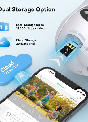 Solar Security Cameras Wireless Outdoor, 2K Outdoor Security Camera, 360° PTZ Camera Surveillance Exterieur, 4X Zoom, Battery Powered, 2.4Ghz Wifi Solar Camera, PIR Motion Detection, 2 Pack