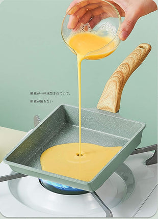 (Tamagoyaki Pan) - Japanese Omelette Pan Nonstick Tamagoyaki Egg Pan/Retangle Small Frying Pan/With Silicone Spatula & Brush/Non-Stick Coating (PFOA Free)