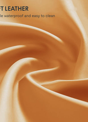 Cross Legged Office Chair for Vanity Desk Criss Cross Chair with Wheels Armless Office Chair Vanity Chair Comfy Wide Seat Cushion PU Leather(Brown)