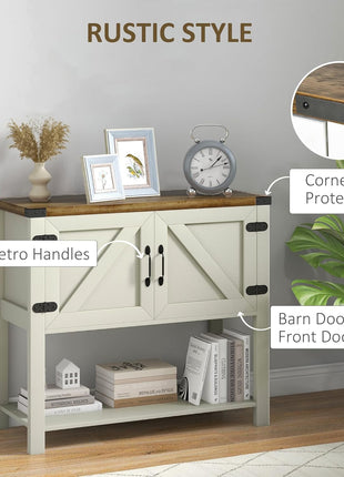Kitchen Storage Cabinet, 2-Door Free Standing Sideboard Console Table with Bottom Shelf, Entryway, White