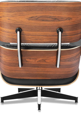 Genuine Leather Chaise Lounge Chair and Ottoman, Mid Century Modern Lounge Chair with Footstool for Living Room or Bedroom, Fixed Tilt Angle of 105° Backrest, Chair Swivelable with Durable Structure