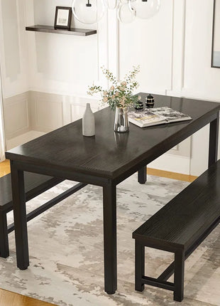 Efrat 3 Piece Dining Set, Kitchen Table with Benches