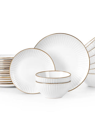 24 Piece Stoneware Dinnerware Set, Plates and Bowls Set for 8