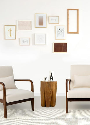 Set of 2 Modern Accent Chair with Pillow - Comfy Upholstered Lounge Armchair with Anti-Slip Felt Pads, Wooden Frame Soft Padded Arm Chairs for Living Room, Bedroom, Study, Beige