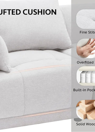 144" Modular Cloud Sectional Sofa with Ottoman – Oversized Plush L-Shaped Couch, Reversible Chaise & Adjustable Layout, Perfect for Living Room or Home Theatre