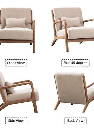 Hertford 26" Wide Mid Century Upholstered Solid Wood Accent Chair with an Extra Pillow