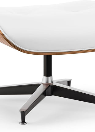 Mid-Century Chaise Lounge Chair and Ottoman for Living Room and Office with PU Leather and Strong Metal Base Support, 105° Fixed Tilting Angle of Back Rest Ergonomic Lumbar Support