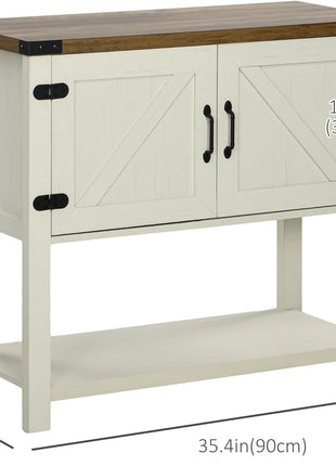 Kitchen Storage Cabinet, 2-Door Free Standing Sideboard Console Table with Bottom Shelf, Entryway, White
