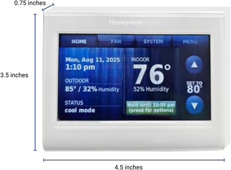 TH9320WF5003 Wi-Fi 9000 Color Touch Screen Programmable Thermostat, 3.5 X 4.5 Inch, White, 'Requires C Wire"