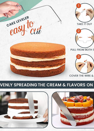 100Pcs Cake Pan Sets for Baking + Cake Decorating Supplies: 3 Non-Stick Springform Pans Set (4, 7, 9 Inches), Icing Tips, Cake Leveler – Multi-Functional Leak-Proof Cheesecake Pan & Ebook