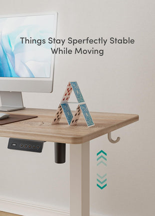 Electric Standing Desk, 47"X24" Height Adjustable Desk, Sit Stand up Desk with 4 Memory Buttons, Computer Workstation with Splice Board, Maple Wood