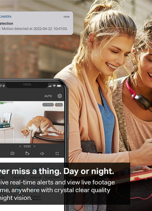 Tp-Link  Smart Pan/Tilt Indoor Security Camera, 360° Motion Tracking, 1080P Full HD Wifi Camera for Pet/Baby, Night Vision, 2-Way Audio, 128 GB Local Storage, Works W/Alexa & Google ( C200)