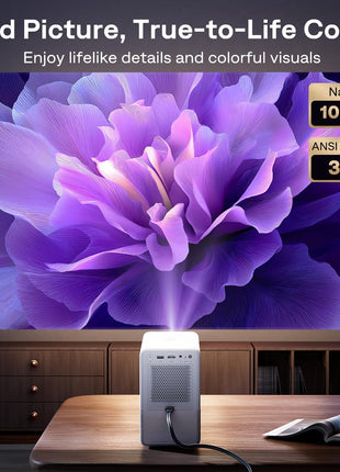 Roku TV Smart Projector with Wifi and Bluetooth, D1R Cube Roku Streaming Experience Built-In, Sealed Optical Engine, 1080P FHD, Dolby Audio, Portable Mini Projector for Home/Outdoor Movies