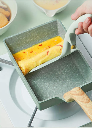 (Tamagoyaki Pan) - Japanese Omelette Pan Nonstick Tamagoyaki Egg Pan/Retangle Small Frying Pan/With Silicone Spatula & Brush/Non-Stick Coating (PFOA Free)