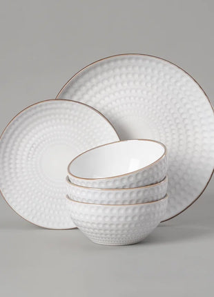 24 Piece Stoneware Dinnerware Set, Plates and Bowls Set for 8