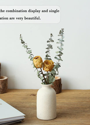 Beige Ceramic Vase Set-3 Small Flower Vases for Decor,Modern Boho Farmhouse Home Decor,Decorative Vase for Pampas Grass&Dried Flowers,Idea Shelf ,Table,Bookshelf ,Entryway- Distressed