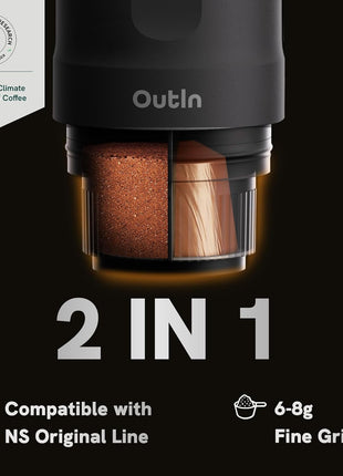 Nano Portable Electric Espresso Machine, Travel Coffee Maker for Camping, Car Coffee Maker Self-Heating with USB-C, with Ground Coffee & NS Capsule for RV, Hiking, Office