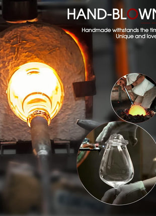 Wine Glasses Set of 6, Crystal White Wine Glasses with Long Stem, Hand Blown 14Oz, Red White Gift Packaging for Daily Use, Wedding Anniversary or Birthday