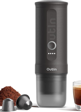 Nano Portable Electric Espresso Machine, Travel Coffee Maker for Camping, Car Coffee Maker Self-Heating with USB-C, with Ground Coffee & NS Capsule for RV, Hiking, Office