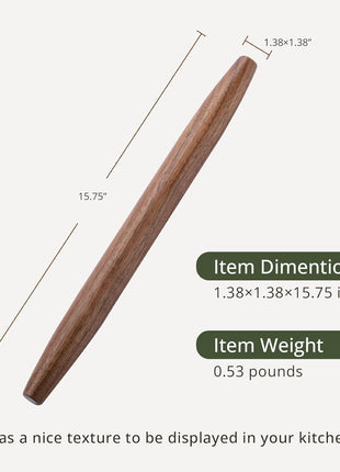 Walnut Rolling Pin for Baking (Walnut 15-3/4 Inch)