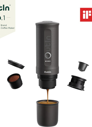 Nano Portable Electric Espresso Machine, Travel Coffee Maker for Camping, Car Coffee Maker Self-Heating with USB-C, with Ground Coffee & NS Capsule for RV, Hiking, Office