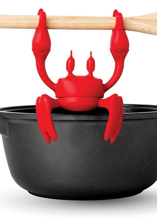 Red the Crab Utensil Rest - Cooking Gifts, Spoon Rest Repose Cuillère - Heat-Resistant Steam Releaser, Non-Slip Spoon Holder, Chopstick Holder