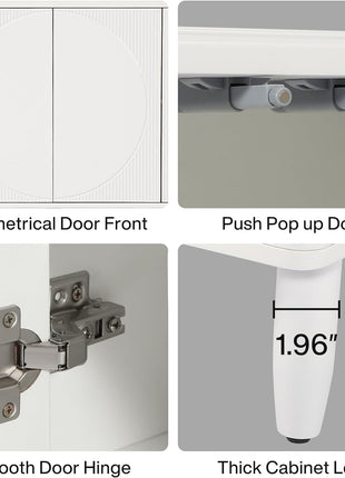 Buffet Cabinet Sideboard with Storage, Modern Storage Cabinet Sideboard Buffet Table with Doors for Living Room Kitchen Dining Room (All White)