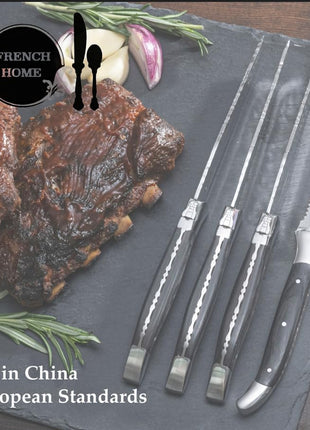 Laguiole 5-Piece Cheese Board Utensils Set (Mist) Stainless Steel Flatware Set – Cutlery Set Cheese – Knife, Fork and Slicer Set – Silverware Set Dishwasher Safe