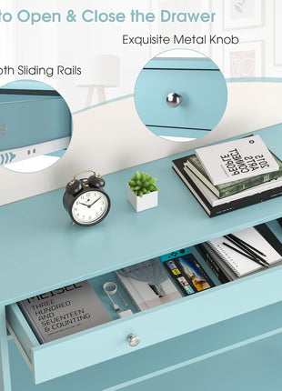 Console Table with Drawer and Storage Shelves, Narrow Sofa Table for Living Room, Easy Assembly, 3-Tier Entryway Table with Storage for Hallway (Green)