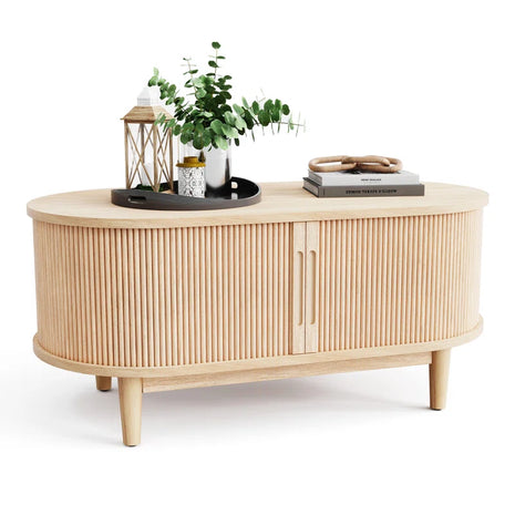 Leathia Fluted Coffee Table with Storage