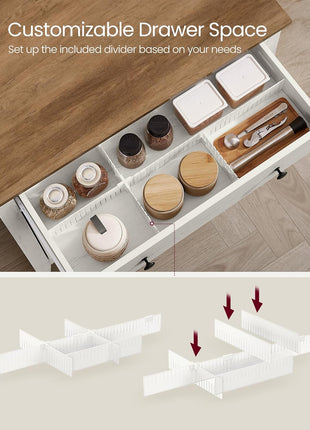 Coffee Bar Cabinet, Kitchen Storage Cabinet with a Drawer, Farmhouse Cabinet Sideboard with Adjustable Shelf for Kitchen, Rustic White and Honey Brown UBBK341W01