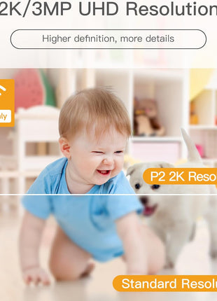 360° View 2K Pet Camera with Phone App, Indoor Security Camera, P2T Baby Monitor, Pan/Tilt, Motion & Sound Detection, Night Vision,Two-Way Audio, Works with Alexa