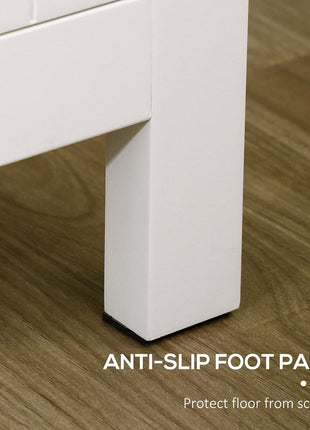 Sideboard Buffet Storage Cabinet, Coffee Bar Cabinet with Natural Wood Effect Top, 3 Doors and 2 Adjustable Shelves, White