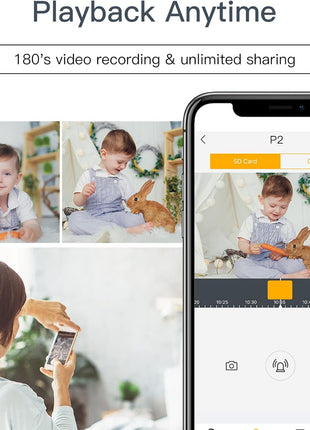 360° View 2K Pet Camera with Phone App, Indoor Security Camera, P2T Baby Monitor, Pan/Tilt, Motion & Sound Detection, Night Vision,Two-Way Audio, Works with Alexa