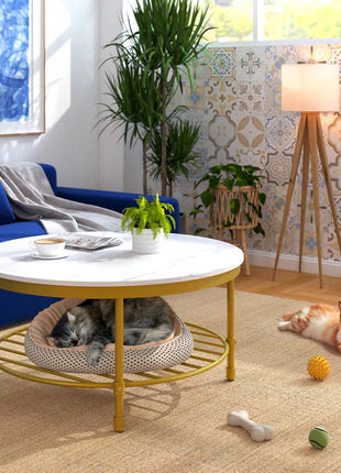 Breyon Nesting 4 Legs round Coffee Table with Storage