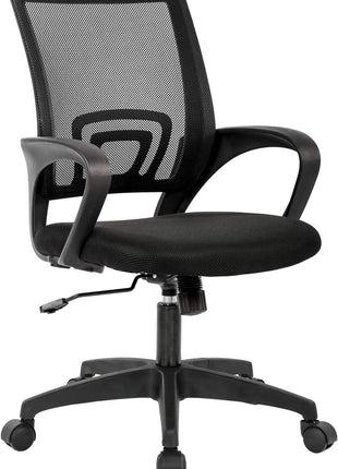 Home Office Chair Ergonomic Desk Chair Mesh Computer Chair with Lumbar Support Armrest Executive Rolling Swivel Adjustable Mid Back Task Chair for Women Adults, Black (Black)
